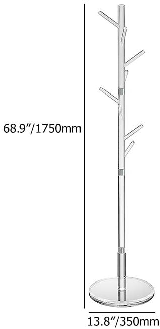 HMR Minimalist 69" Tree Coat Rack Stand with 8 Hooks - Clear, Acrylic