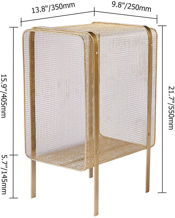 HMR Modern Rectangular Magazine Rack with Open Storage - Gold