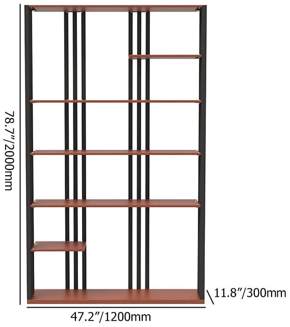 HMR Modern Etagere Bookshelf with 6-Shelf - Black/Walnut