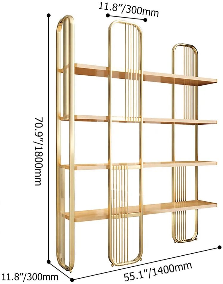 HMR Modern Storage Standing Etagere Bookshelf with 4 Tiers - Gold