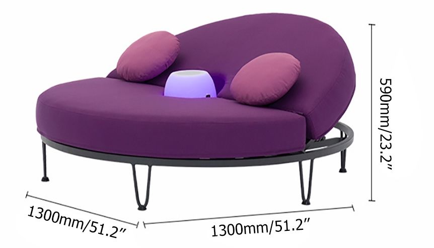 HMR - Round Outdoor Convertible Daybed with Bluetooth Speaker and LED and Pillow in Purple