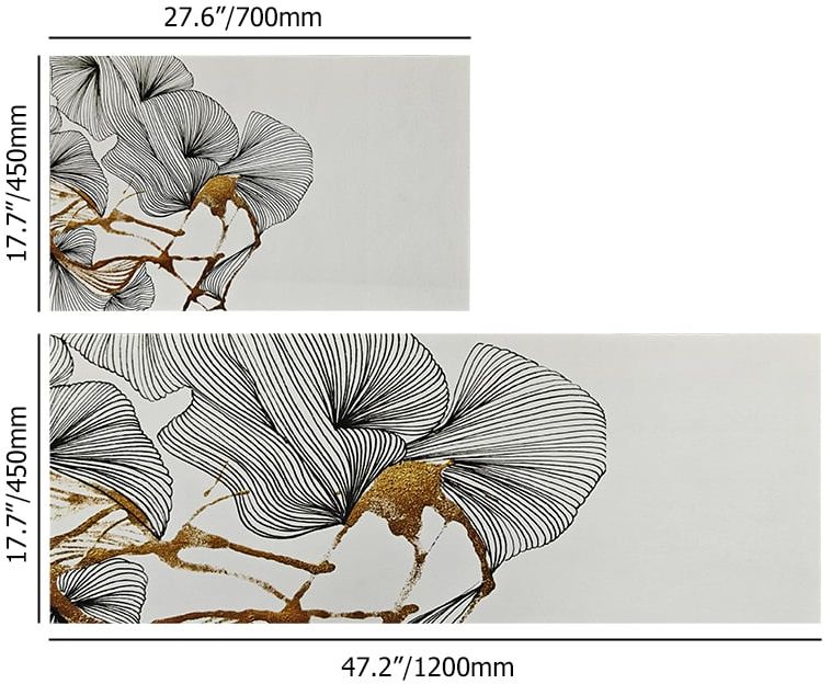 HMR - 2PCS Gold Abstract Geometric Kitchen Running Mat Non-slip Absorbent Kitchen Rug Set