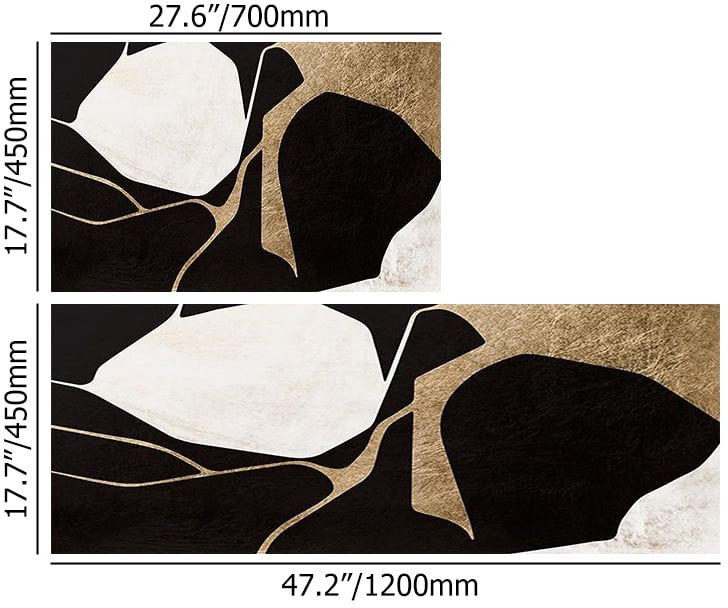 HMR - 2PCS Abstract Gold&Black Diatom Mud Running Mat Non-slip Absorbent Kitchen Rug Set