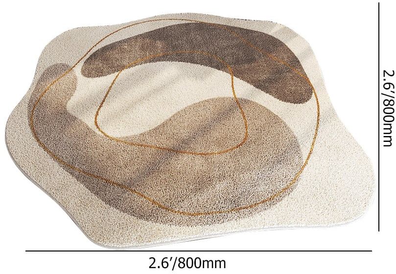 HMR - 3' x 3' Modern Round Faux Cashmere Area Rug Living Room & Bedroom Decorative Carpet