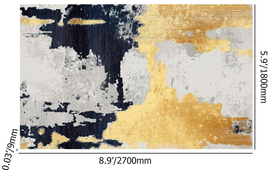 HMR Modern Abstract Painting Dark Blue Multi-colored Rectangle Area Nylon Rug - 6' x 9'