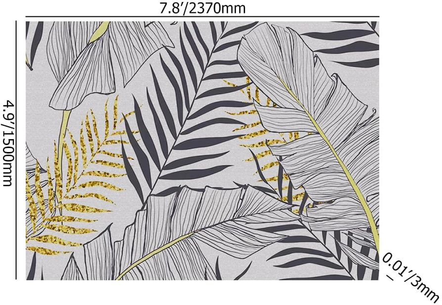 HMR - 8ft Gold & Black Tropical Banana Leaf Polyester Indoor/Outdoor Non-slip Washable Rug
