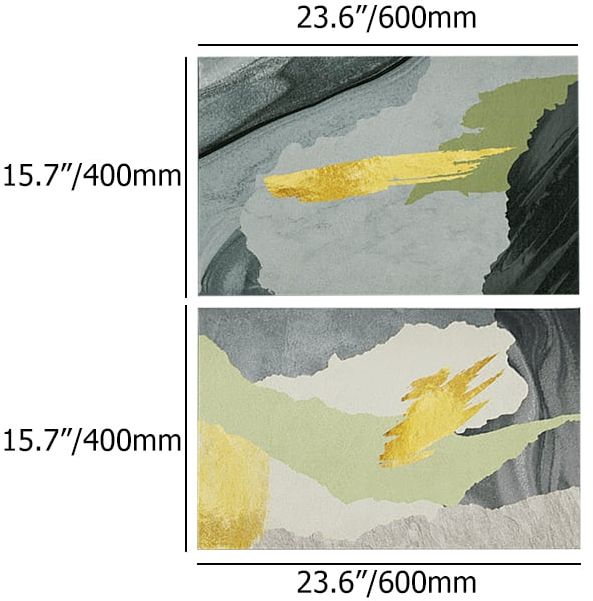 HMR - 2 Pieces Gray&Gold Abstract Bath Mat Set Marble Texture Non-slip Absorbent Rug Sets