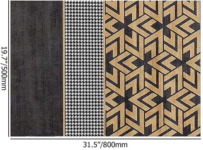 HMR - 2 Pieces Modern Geometric Houndstooth Gold Washable Door Mat Non-slip Entryway Rug Set