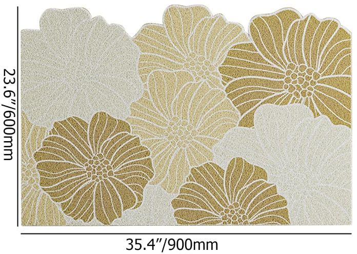 HMR - Morden Brown Flowers Novelty Mat Non-slip Entryway Rug 2' x 3'