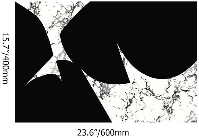 HMR - 2 Pieces Black&White Geometric Bath Mat Set Marble Texture Non-slip Absorbent Rug Sets