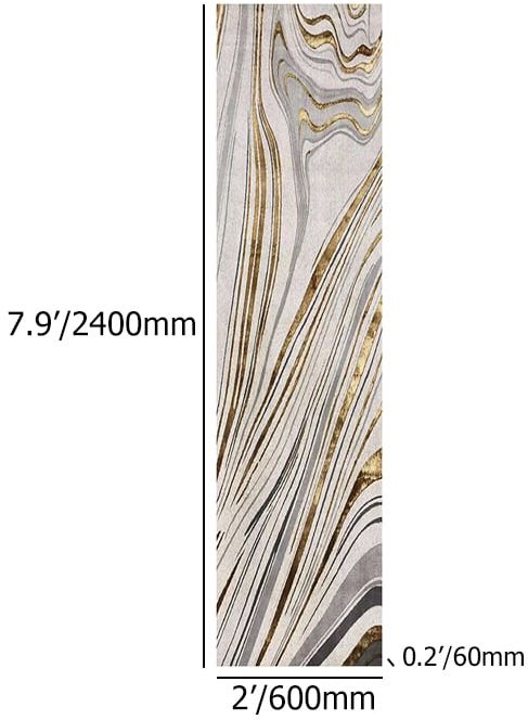 HMR - 2'X 8' Luxury abstract Runner Washable Rug with Marble Pattern Carpet