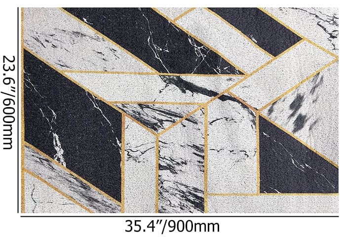 HMR - 2' x 3' Morden Geometry Non-slip Front Door Mat PVC Entryway Rug