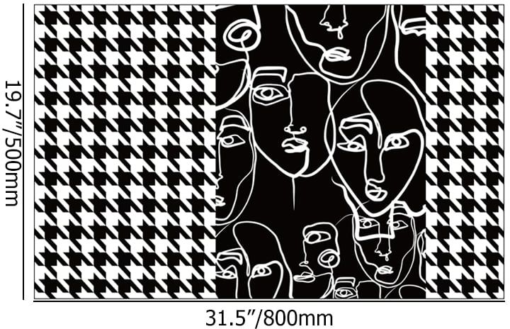 HMR - 2 Pieces Modern Abstract Houndstooth Black Washable Door Mat Non-slip Entryway Rug Set