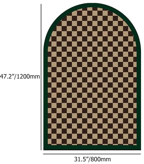 HMR - Morden Luxury Polyester Half Round Plaid Non-slip Entryway Rug 3' x 4'