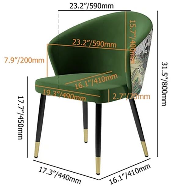 HMR Modern Dining Chairs with Velvet Upholstery - Green, 4-Pieces
