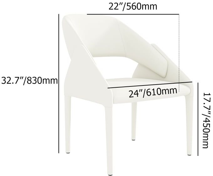 HMR - Modern Faux Leather Dining Chairs (Set of 2) - White