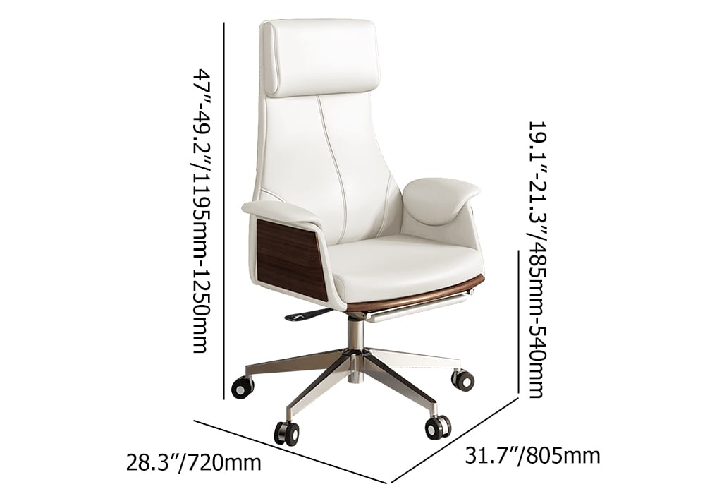 HMR Modern Rectangular Writing Desk & Office Desk Chair Set High Back - White, 70.9"L x 31.5"W x 29.5"H