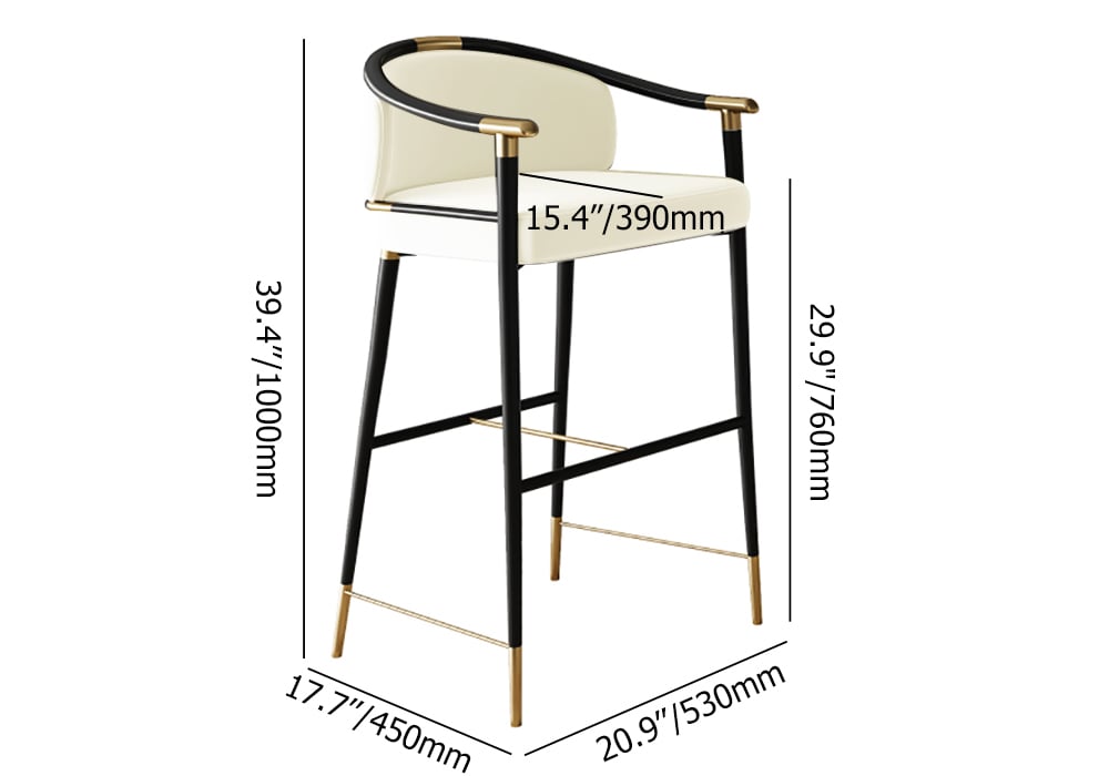 HMR Craines Series Modern Velvet Upholstered Bar Stools - Beige