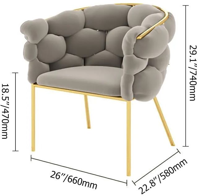 HMR - Nordic Tufted Accent Chair Velvet Upholstery in Gray