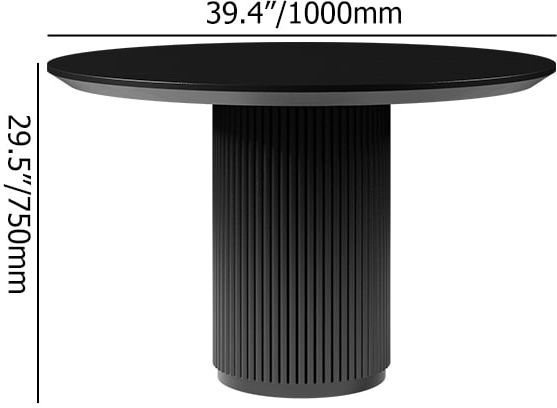 HMR Japandi Style Round Wood Dining Table - Black, 39.4" (Seats 2-4 People)