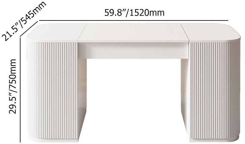 HMR Modern Standing Writing Desk with 2 Doors & Ample Storage Office Desk - White