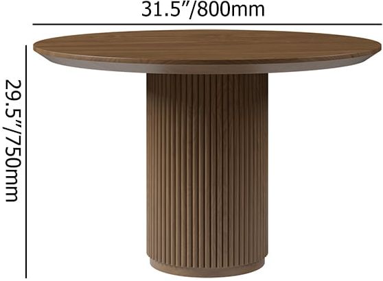 HMR Japandi Style Round Wood Dining Table - Walnut, 31.5" (Seats 2 People)