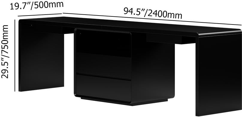 HMR 94.5" 2-Person Double Desk Modern Retangular Office Desk 4 Drawers & 1 Cabinet - Black