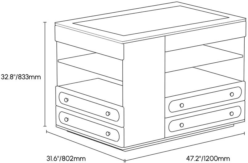 HMR 47"W Dresser Walk in Closet Island with Jewelry Storage LED Light - Black