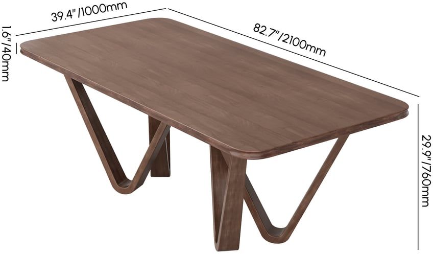 HMR - 82.7" Modern Rectangle Rubber Wood Dining Table Seats 6-8 People
