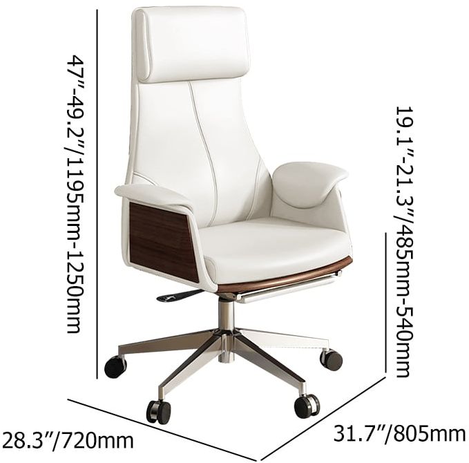 HMR 64.2" Wooden Writing Desk & Reclining Leather Office Desk Chair Set - Black & White