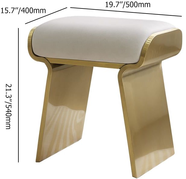 HMR - Upart Leath-aire Upholstered Vanity Stool with Gold Frame
