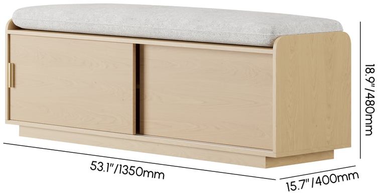 HMR - Wooden Shoe Storage Bench with Cushion