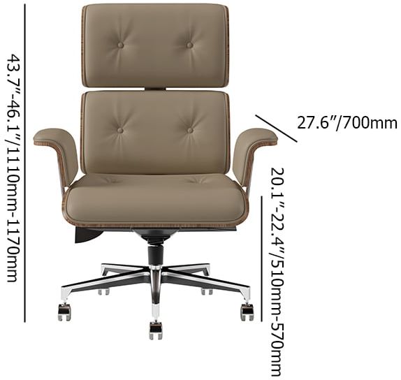 HMR Modern Home Office Chair Swivel Upholstered Wooden Office Chair Adjustable Height - Khaki