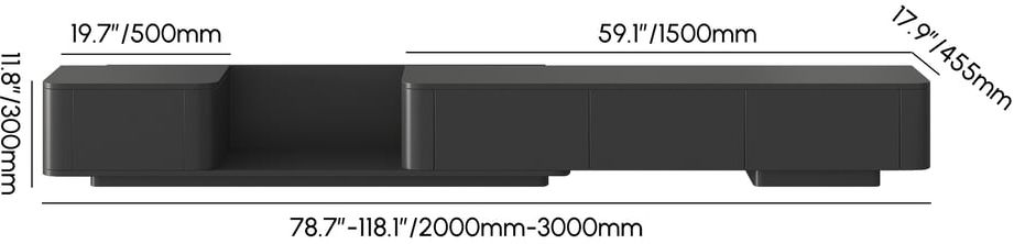 HMR 118.1" Modern Wood Extendable TV Stand with 4 Drawer Media Console - Black