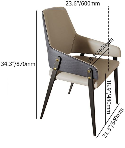 HMR - Modern Dining Chairs with PU Leather Upholstery (Set of 2) - Khaki and Blue