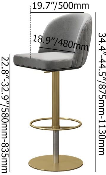 HMR - Modern Adjustable Swivel Velvet Bar Stools or Counter Stools with Upholstery Gray