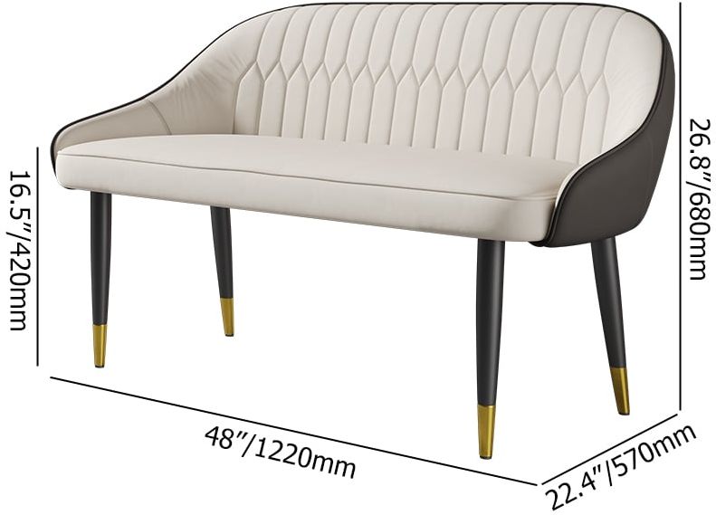 HMR - Darg Series 48" Modern Dining Bench with PU Leather Upholstery White and Gray