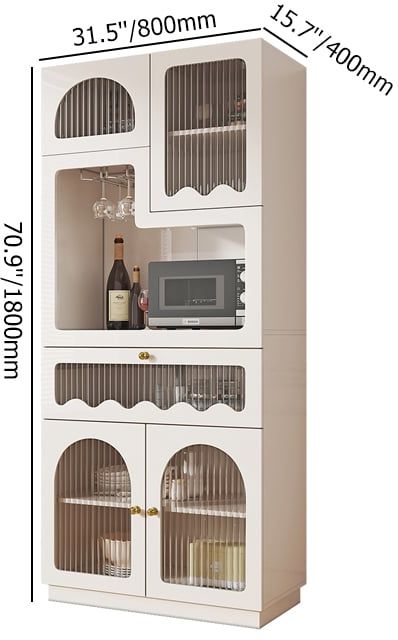 HMR - 71'' White Freestanding Pantry Cabinet Small Buffet Pantry Storage Cabinet