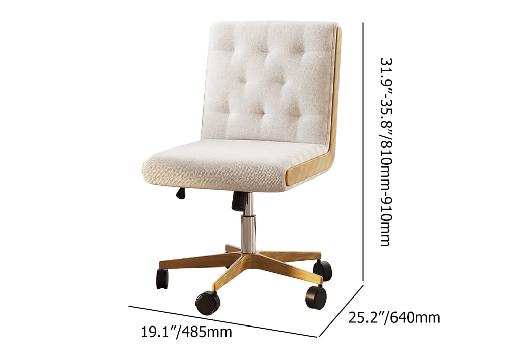 HMR 47" Modern Rectangular Writing Desk & Swivel Office Chair Set Ergonomic - White & Gold