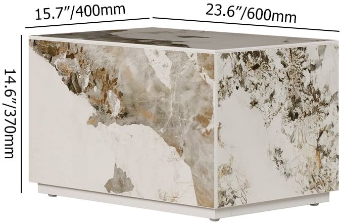 HMR 23" Sintered Stone Floor Nightstand with Drawer - Marble & White, Number Of Drawers: 1, Single