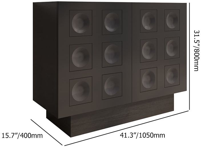 HMR - 41" Black Sideboard Buffet Doors&Drawers Modern Circle Patterned Kitchen Cabinet