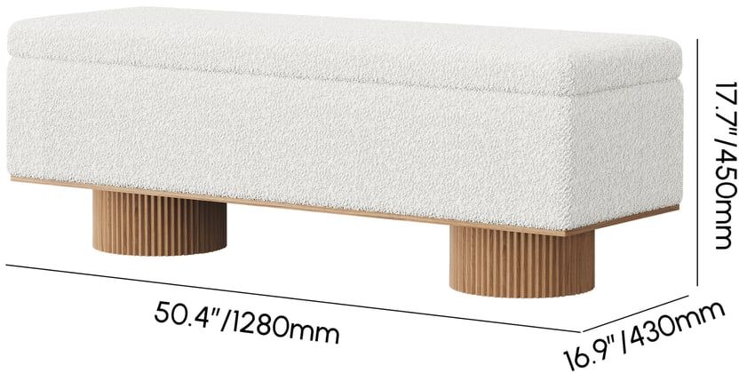 HMR - Teddy Fabric Fluffy Faux Fur Flip Top Wood Storage Bench