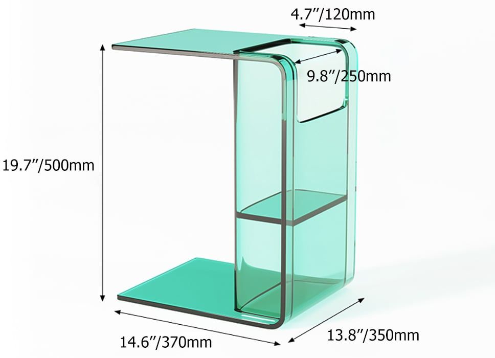 HMR - Aryclic C-Style End Table with Magazine Rack Organizer C Side Table