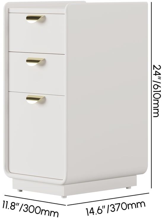 HMR 12" White Leather Narrow Nightstand with Wireless Charger - White, Single