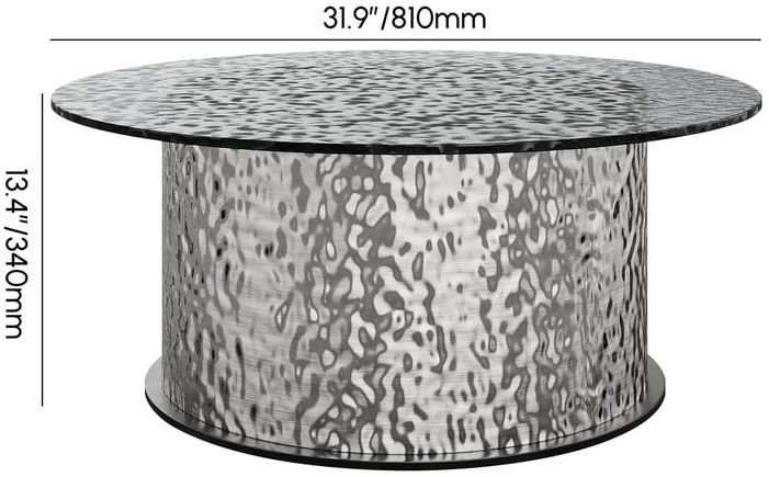 HMR - 32" Round Glass Top Led Coffee Table