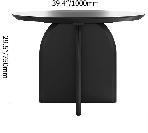 HMR Modern Wood Round Dining Table - Black, 39.4 (Seats 2-4 People)