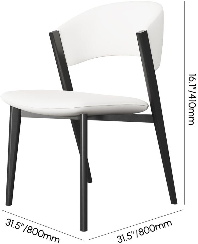 HMR - Set of 2 Performance Leather Upholstery Dining Chairs Off White