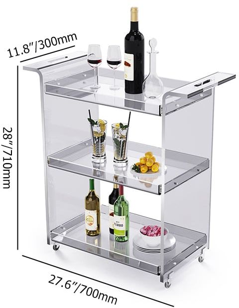HMR - 27.6" Modern Acrylic Bar Cart with Handles
