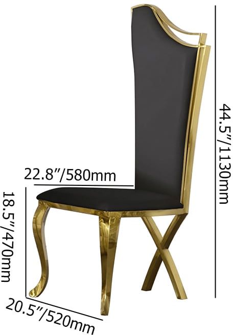 HMR Affordable Luxury Modern Dining Chairs with PU Leather Upholstery (Set of 2) - Black/Gold