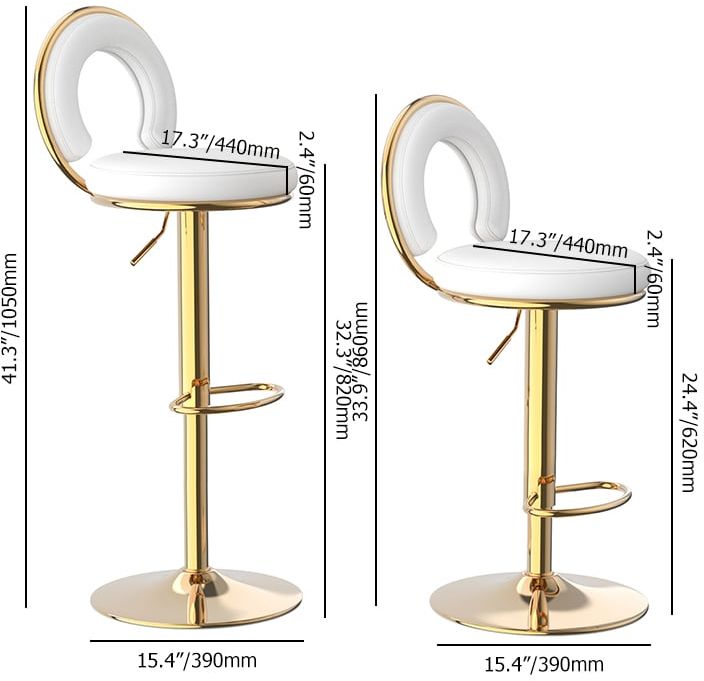 HMR - Set of 2 Modern Adjustable Swivel Velvet Bar Stools or Counter Stools with Upholstery